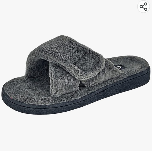 Clarks Fur Grey Slide Slippers Size 6 - Picture 1 of 6